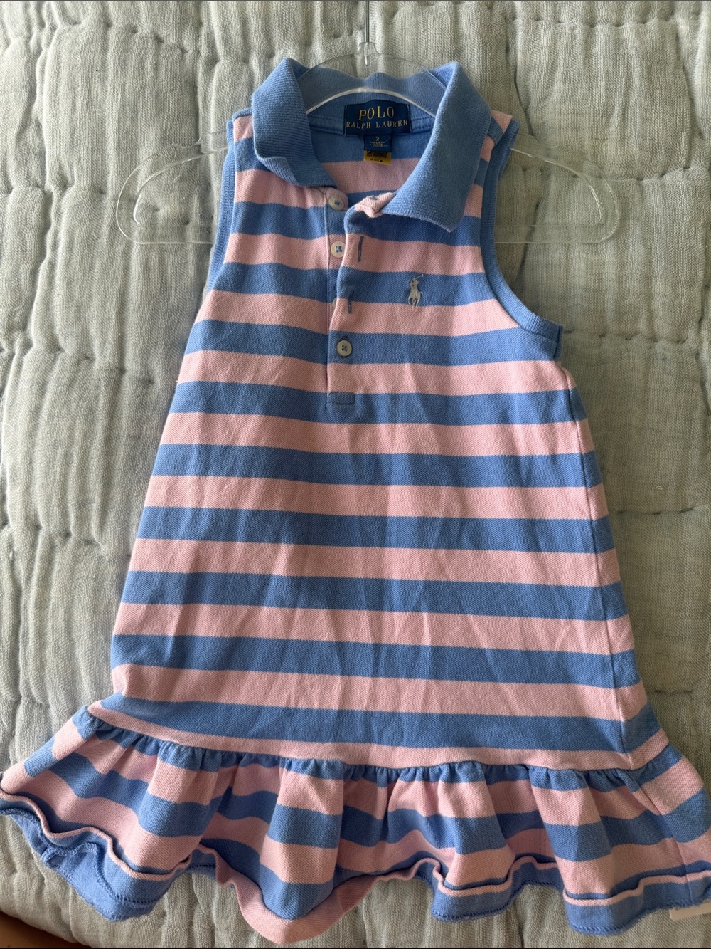 Polo by Ralph Lauren Girls' Pink and Blue Striped Polo Dress